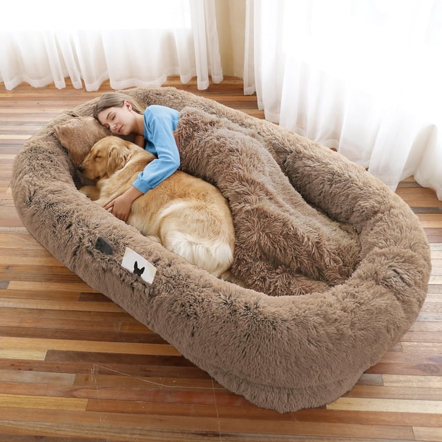 Cama ortopédica gigante para humanos y perros WROS 180 x 115 x 30 cm de felpa sintética