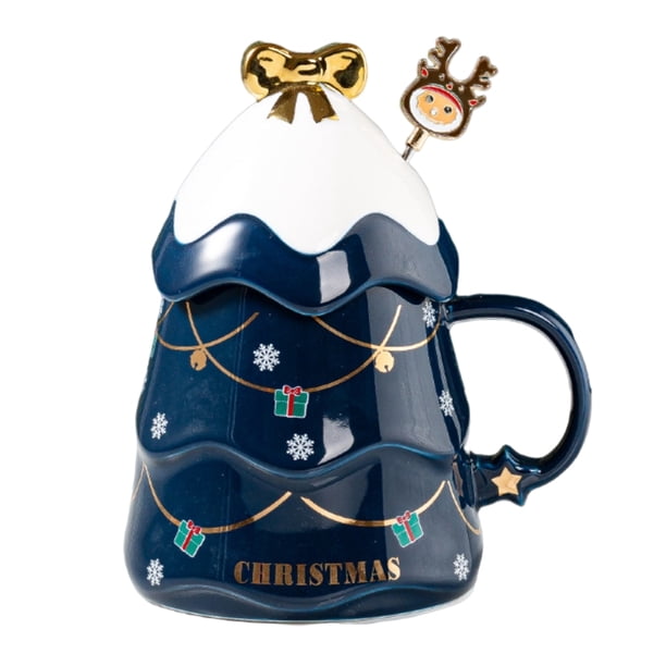Tazas De Navidad Con Tapa Y Cuchara Taza De Cerámica De 500 Ml Para Vino Caliente Café Cacao Taza De Navidad Regalo Advancent HA044651-04