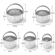 Sherry 5 Piece Round Biscuit Cutters with Handle, Stainless Steel Circle Cookie Cutter with Fluted Edge, Professional Baking Essential Tool for Pastry,Scone,Donut
