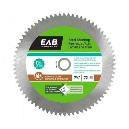 

Exchange-A-Blade 1005112 7.25 in. x 72 Teeth Metal Cutting Steel Sheeting Recyclable Exchangeable Saw Blade