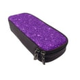 thumbnail image 6 of Picia Purple Glitter Pattern Large Capacity PU Leather Pencil Case Organizer Pen Marker Holder Double Zipper Storage Bag Big Pencil Pouch for College Office, 6 of 6