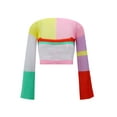 thumbnail image 2 of Yuemengxuan Women Crochet Knit Crop Tops, Long Sleeve Color Block Hollow Out T-Shirts, 2 of 9