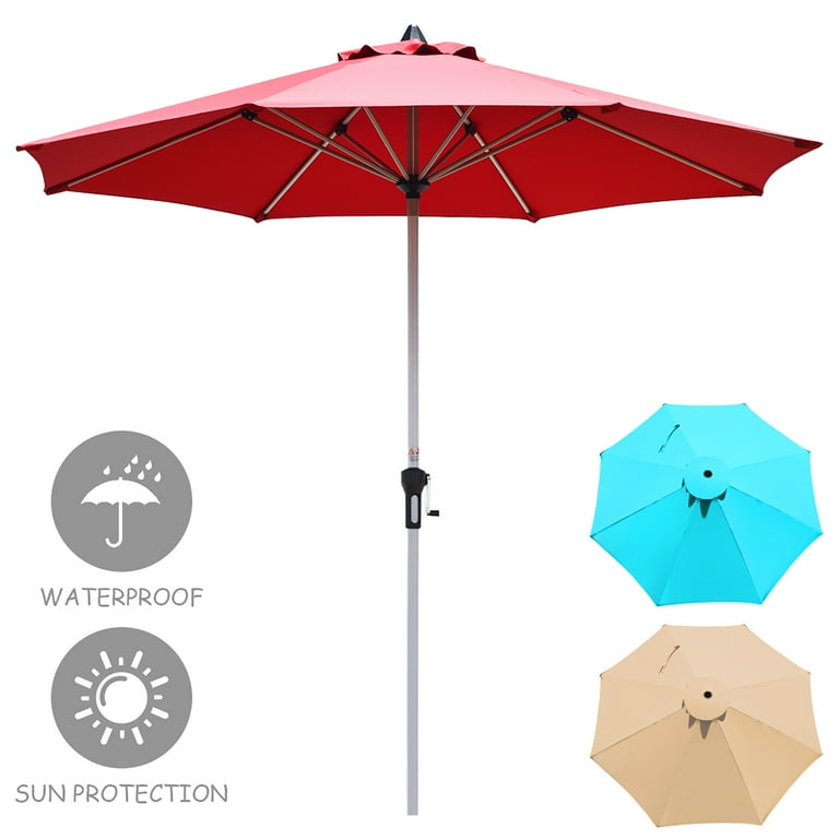 champagne patio umbrella LAZZO 15 ft. Large Patio Umbrella with LED Lights and Base, Rectangular Triple Shade for Patio Deck Garden in Champagne