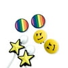 Budclicks Liberty Star, Rainbow Ball & Smirk Smiley, 3-Pack