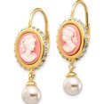 thumbnail image 2 of Sterling Silver Cheryl M Rh-P Gold-Plated Sim. Pearl Resin Cz Cameo Earring (28 X 11) Made In China qcm308, 2 of 5