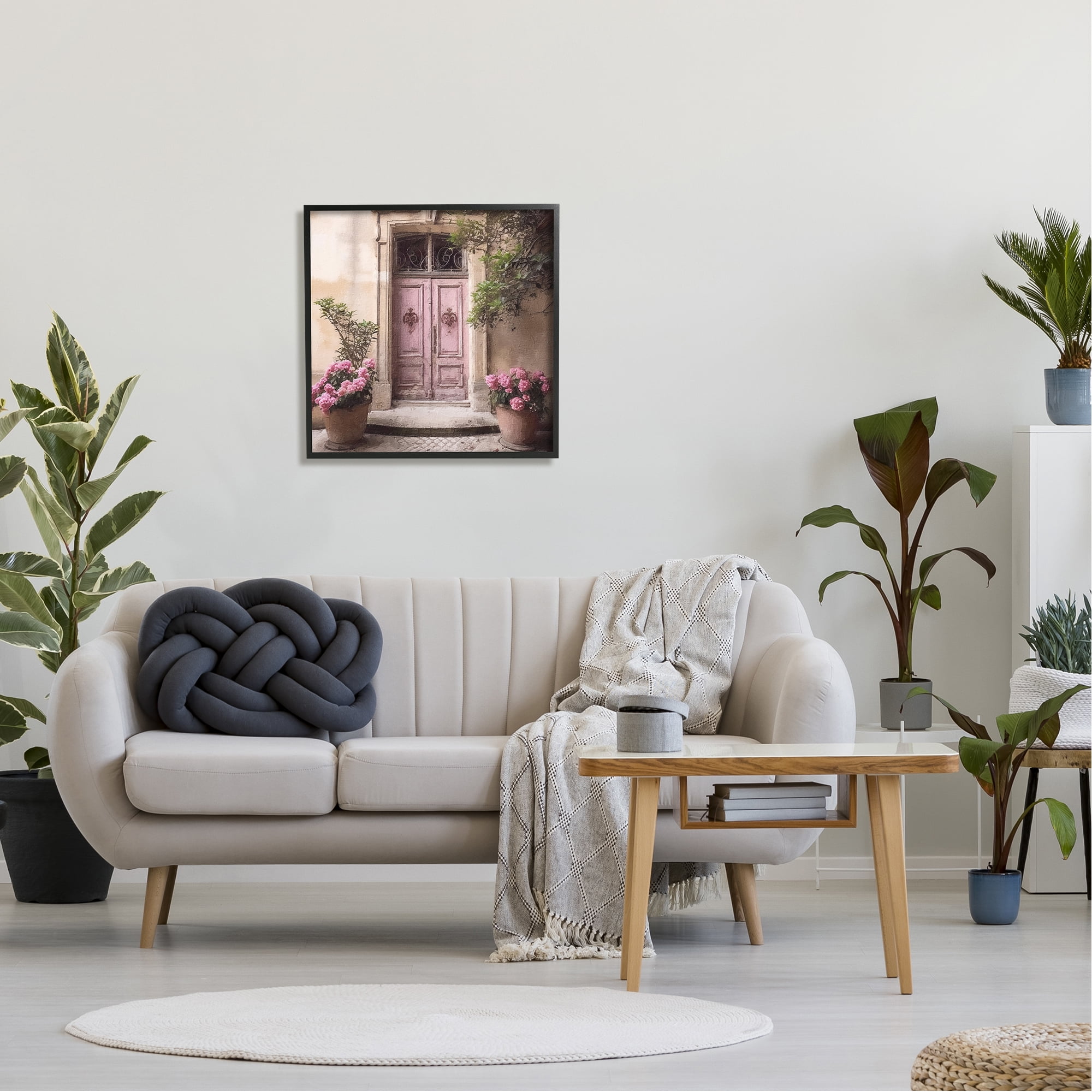 Stupell Industries Pink Floral Doorway Travel & Places Photography Black Framed Art Print Wall Art, 24 x 24