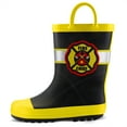 thumbnail image 4 of Kushyshoo Kids Rain Boots Yellow Fire Chief Waterproof Printed Rubber Boots with Handles Size 10 Toddler Rain Boots, 4 of 5