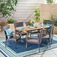 thumbnail image 2 of GDF Studio Dimitra Outdoor Acacia Wood and Wicker 7 Piece Dining Set, Teak and Multibrown, 2 of 13