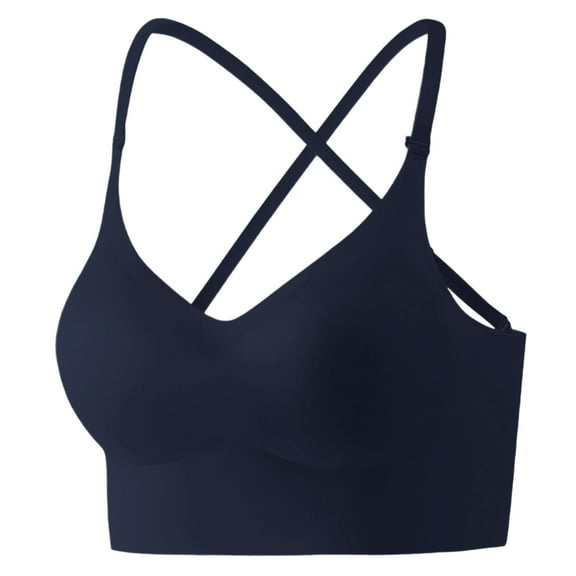KHONTS,Women's Comfort Seamless Bras Criss-Cross Back Adjustable Bra Wireless Everyday Backless Bralettes Black L