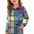 thumbnail image 2 of Eltusu Baby Girls Plaid Shirts, Relaxed Fit Casual Lapel Collar Long Sleeve Button-Down Shirts Blue Size 6-12 Months, 2 of 5