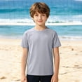thumbnail image 3 of Ticikt Boys' Short Sleeve Rash Guard, UPF 50+ Sun Protection Swim Shirt for Kids,Grey, 3 of 4