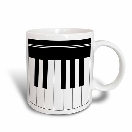 Rock Mug Music - 3dRose Piano keys - black and white keyboard musical design - pianist music player and musician gifts, Ceramic Mug, 11-ounce
