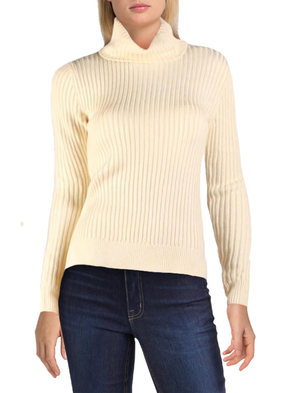 Donna Karan Womens Wool Blend Ribbed Knit Mock Turtleneck Sweater Top BHFO 1143 