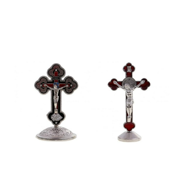 Paquete de 2 Crucifijos de piezaza con Estatua de Jesús en apariencia de Cruz para Católico