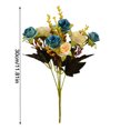 thumbnail image 2 of Ramo de rosas de cristal artificial Ceremonia de banquete de boda Decoración floral de tela de seda rosa falsa, Azul Kearding HA6935-07B, 2 of 6