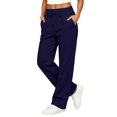 thumbnail image 3 of VV AVEORS Wide Leg Sweatpants Women Baggy Fall Casual High Waisted Drawstring Sweat Track Pants | Cozy Trendy Lounge Daily Autumn Trousers Navy S, 3 of 8