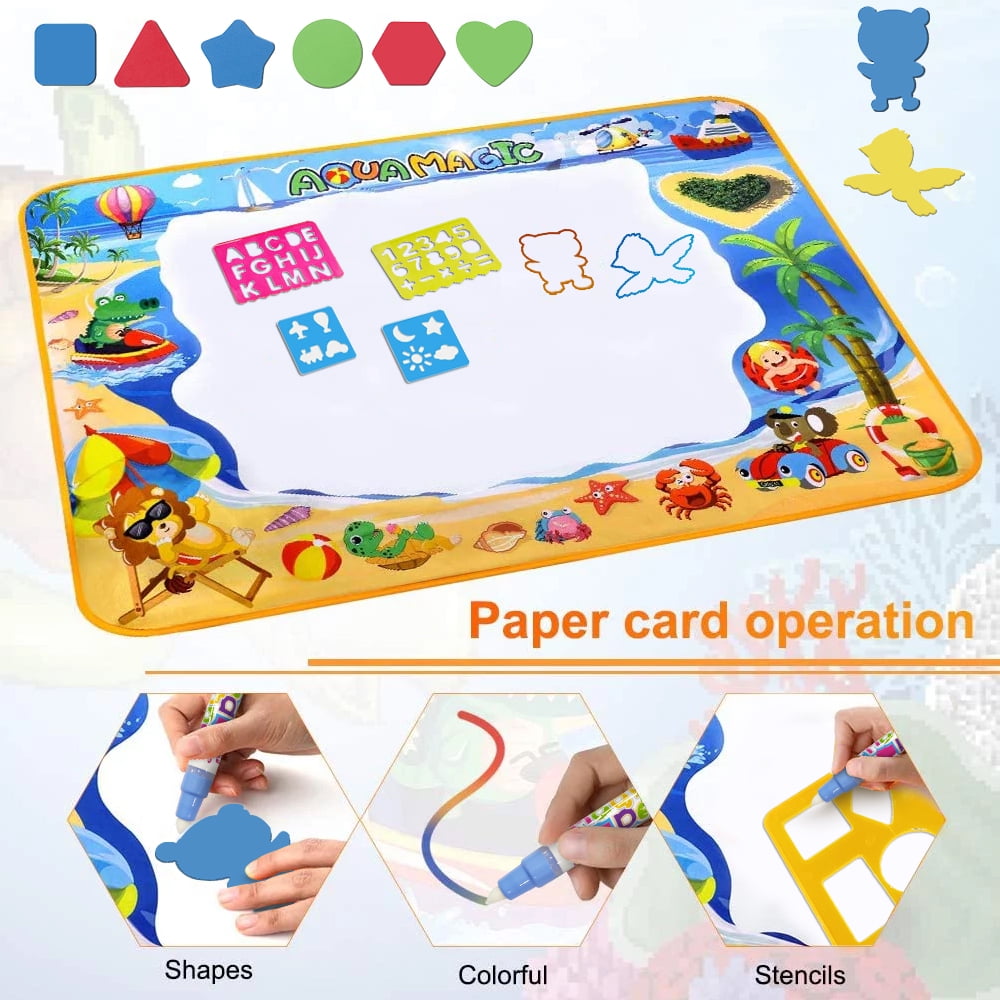 OTVIAP Water Drawing Mat Kids Painting Writing Mat, Large Developmental  Painting Doodle Board Toy With Magic Pen For Boys Girls 3-14 Years Old  Birthday Christmas Gift 