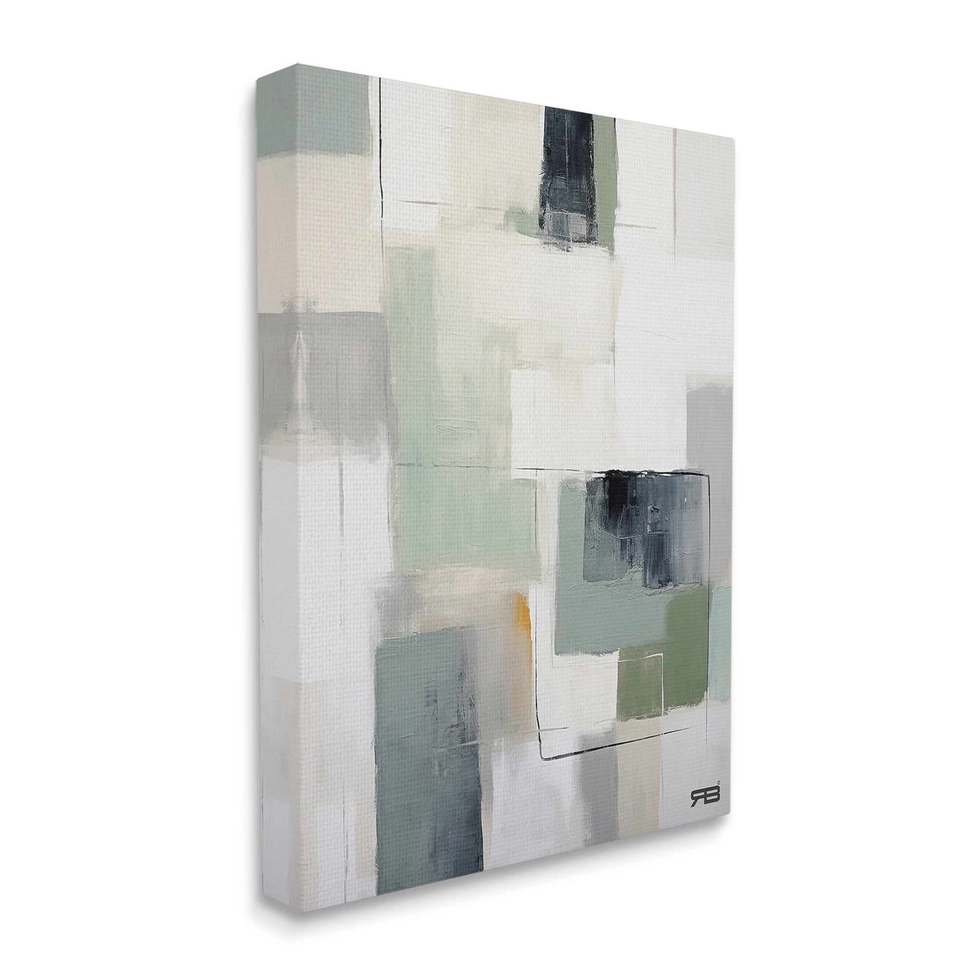 Stupell Industries Abstract Grey Shapes Abstract Painting Gallery Wrapped Canvas Art Print Wall Art, 24 x 30