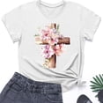 thumbnail image 5 of Inverlee Floral Cross Print Tee for Women Summer Trendy Short Sleeve T-shirts Dressy Casual Petite Tops, 5 of 5