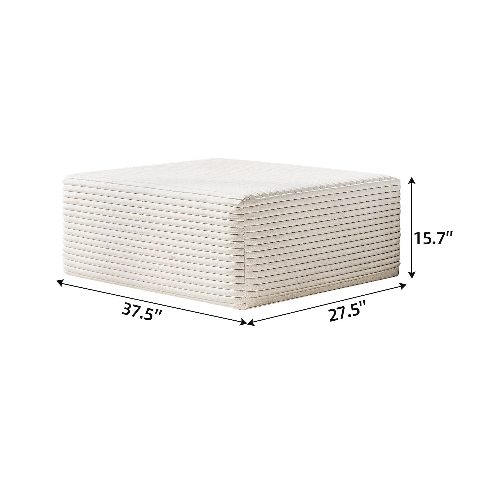 Sailvan Ottoman, Foot Stool Sofa Ottoman for Living Room & Bedroom, No Assembly Required, Plush Corduroy Fabric, Beige