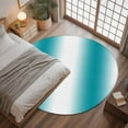 thumbnail image 3 of 4ft Round Rug, Teal White Ombre Non-Skid Rubber Backing Large Area Rugs - Living Room Bedroom Home Office, Modern Abstract Art Farmhouse Gradient Indoor Floor Mat Carpets Washable Rug, 3 of 9