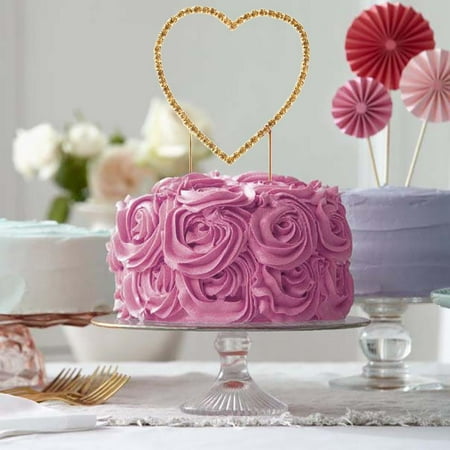- Efavormart Gold Rhinestone Heart Wedding Cake Topper For Wedding Party Special Event Personalized Decorations