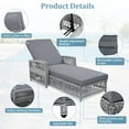 thumbnail image 4 of Outdoor Long Reclining Chaise, Recliner Chaise Lounge Chair with Armrests and Adjustable Backrest, Wicker Sofa Lounger with Soft Removable Cushions, Gray, 4 of 8