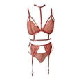 thumbnail image 5 of Gibobby Tangas de mujer sexy encaje Día de San Valentín Conjunto de lencería de color sólido con liga de encaje con extraíble Conjunto de sujetador y bragas con tiras Sin(Amarillo, XL), 5 of 5