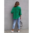 thumbnail image 3 of Ripped Raw Edge Oversized Denim , Distressed Collar Long Sleeves Denim Coat, Flap Pockets Single-breasted Button Up Loose Denim  , Women's Denim Jeans & Clothing, 3 of 7