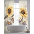 thumbnail image 5 of Farmhouse Sunflower Sheer Curtains 84 Inch Long 2 Panels, Vintage Flower Butterfly Plant Retro Light Filtering Rod Pocket Semi Sheer Curtains, Sheer Voile Drapes for Living Room Bedroom, 52"x84", 5 of 5