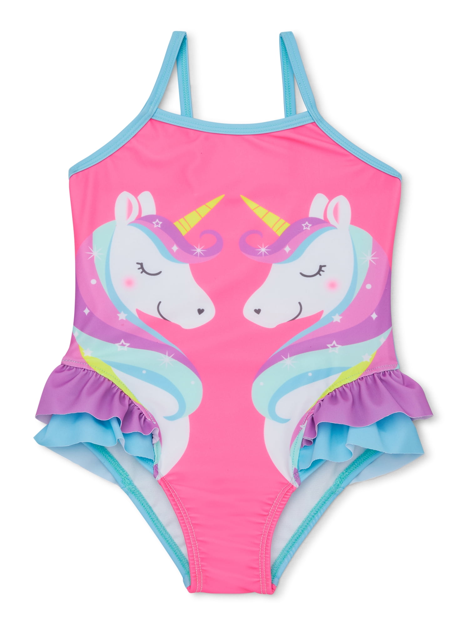 Cotrio Girls Unicorn One Piece Swimsuit Rainbow Bathing Suits Kids Swimwear Toddlers Tankini 