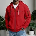thumbnail image 2 of Drawstring Hoodies for Men,Full Zip Multi Pocket Cargo Hoodie,Long Sleeve Solid Color Sweatshirt for Outdoor Hiking Trips, 2 of 6