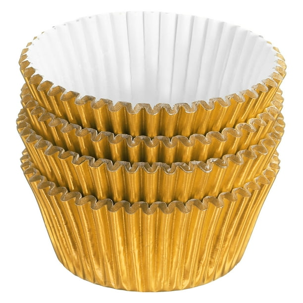 Forros de Cupcake de Papel de Aluminio Metálico para Hornear Cupcakes, 100 Pcs Forros para Muffins, Dorado