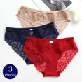 thumbnail image 2 of TrowBridge-bragas de satén de seda de encaje para mujer, ropa interior Sexy, lencería suave y cómoda, calzoncillos dulces y acogedores, 3 piezas por juego, 2 of 4