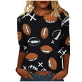 thumbnail image 2 of Gamivast Game Day Tops Women Plus Size 3/4 Sleeve Football Graphic Shirt Loose Fitted Drop Shoulder Crew Neck Casual Blouse Funny Superbowl Outfits, 2 of 5
