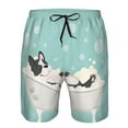 thumbnail image 3 of Cauagu French Bulldog Taking a Bath Print Men's Swim Trunks,Hawaiian Bathing Suit Swimsuits Beach Shorts with Pockets for Men Quick Dry Swimming Board Shorts-3X-Large, 3 of 6