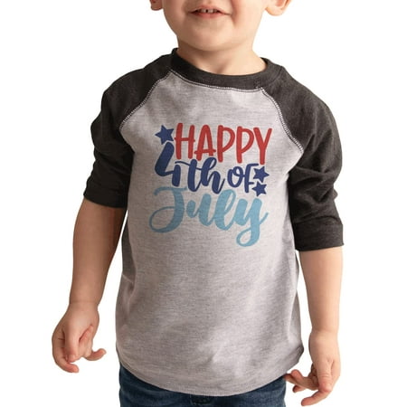 

7 ate 9 Apparel Kids Patriotic 4th of July Shirt - Happy 4th of July Stars Grey Shirt 6 Months