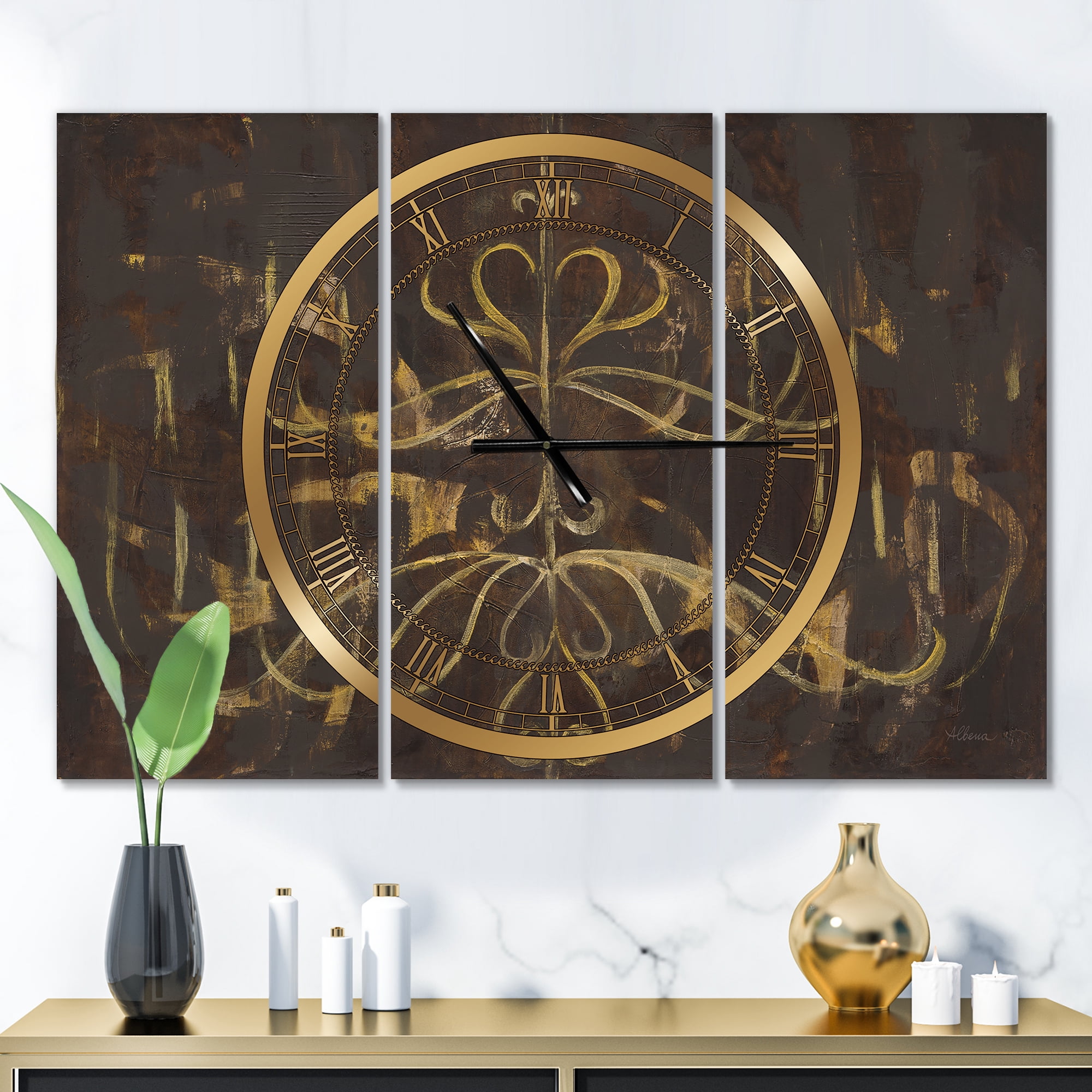 Designart 'Glam Gold Chandelier' Modern Wall Clock