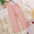 thumbnail image 2 of Lenpel Toddler Girls' Flare Pants Ribbed Elastic Waist Ruffle Hem Stretch Bootcut Pull on Trousers Bell Bottom Leggings, 2 of 5