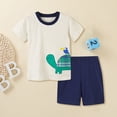 thumbnail image 2 of Gubotare Boys' Short Sets Baby Boy Clothes Set Short Sleeve Contrast Color T Shirt Tops (White,5-6 Years), 2 of 5