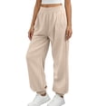 thumbnail image 2 of SZJXBUY Tall Sweatpants Women Casual Elastic Bottom High Waist Joggers with Pockets Baggy Athletic Work Pants Fall Beige,L, 2 of 6