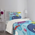 thumbnail image 3 of Ambesonne Playroom Quilted Bedspread Set 2 Pcs, Marine Animals, Twin Size, Multicolor, 3 of 5