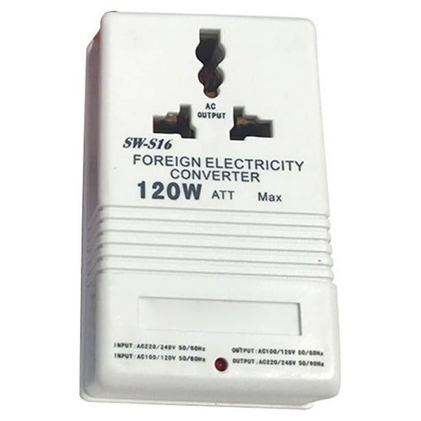 Sidaley Convertidor de voltaje de doble vía para oficina, electricidad de viaje para acampar, 110V a 220V, inversor regulador de adaptador Adaptadores de corriente Blanco S16 120W