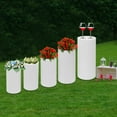 thumbnail image 2 of 5-Piece White Cylinder Party Stand Set Elegant Dessert & Display Racks for Weddings, Birthdays, and Events 66 Lbs Load Capacity Reusable & Stackable Iron Stands, 2 of 11