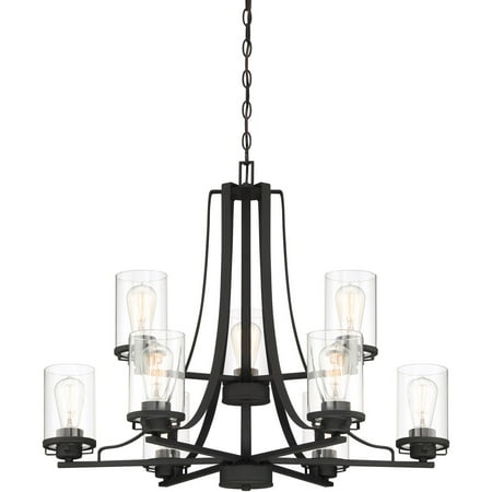 

Black Tone Finish Chandeliers 33 Wide Clear Glass Medium Base Type 9 Light Fixture