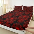 thumbnail image 3 of Feelyou Goth Skull Damask Full Size Sheets, Western Mandala Paisley Bed Sheets, Black Red Boho Flower Sheet Sets, Breathable Home Decor, 4-Piece, 3 of 7