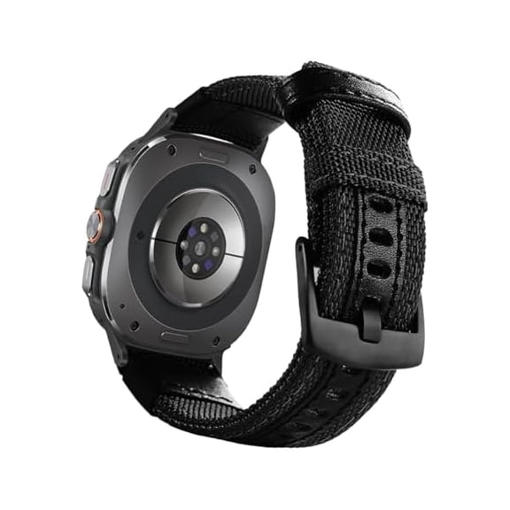 can Galaxy Watch Ultra Bands 47mm Nylon Band, for Galaxy Ultra Watch Band Military Sport Replacement Strap Compatible with Samsung Galaxy Watch 7 Ultra 47mm 2024, Black Band with Black Adapter