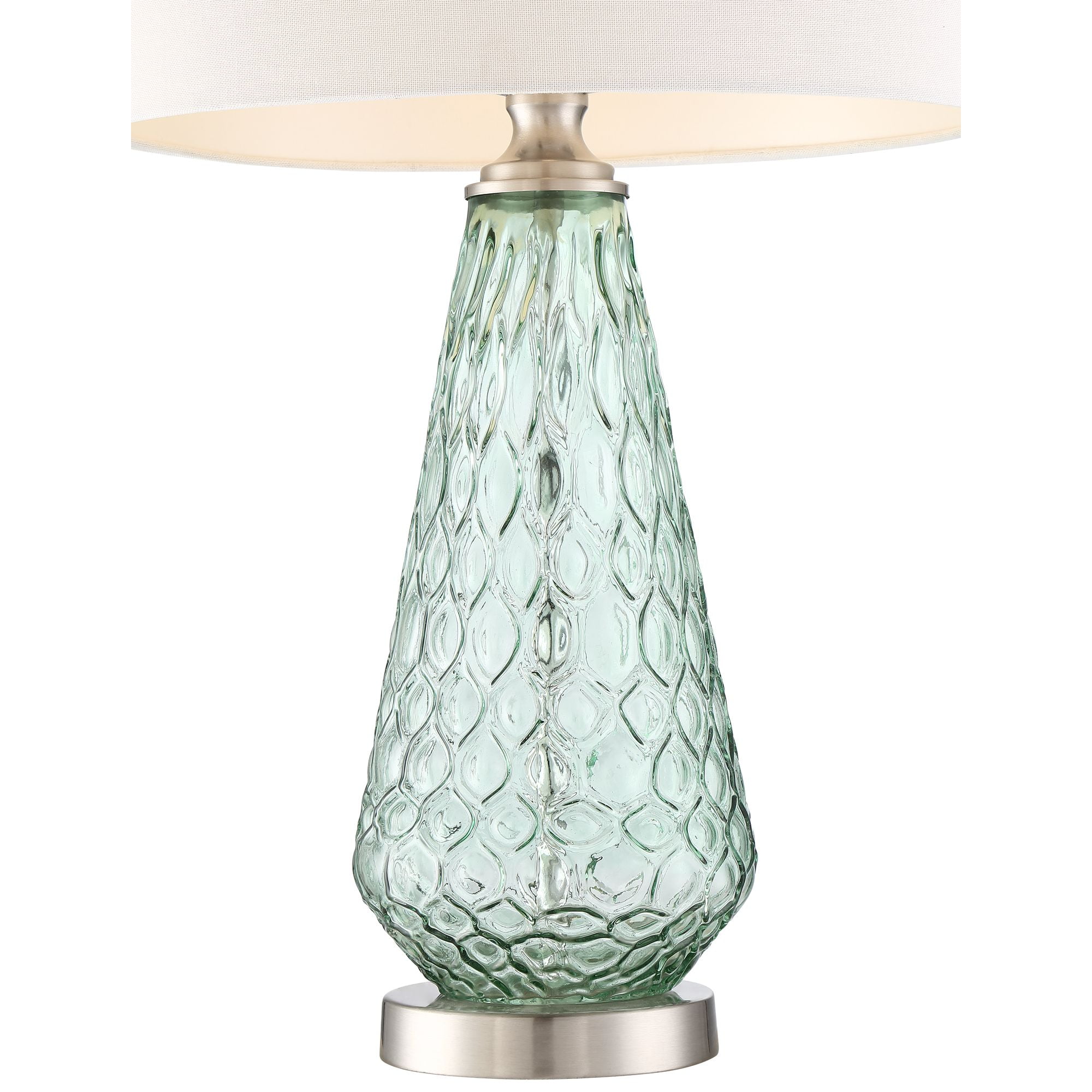 360 Lighting Julia Modern Table Lamp 26 1/2" High Green Glass White Drum Shade for Bedroom Living Room Bedside Nightstand Office Kids Family House