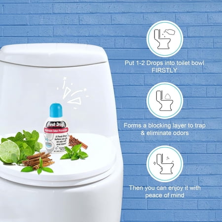 Poop odor eliminator, toilet odor eliminator, one drop toilet deodorizer, toilet spray, air freshener spray, 0.67 fl oz per bottle, pack of 3