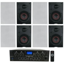 Rockville RPA40BT 4-Room/Zone Home Audio Kit w/Receiver (8) In-Wall Speakers